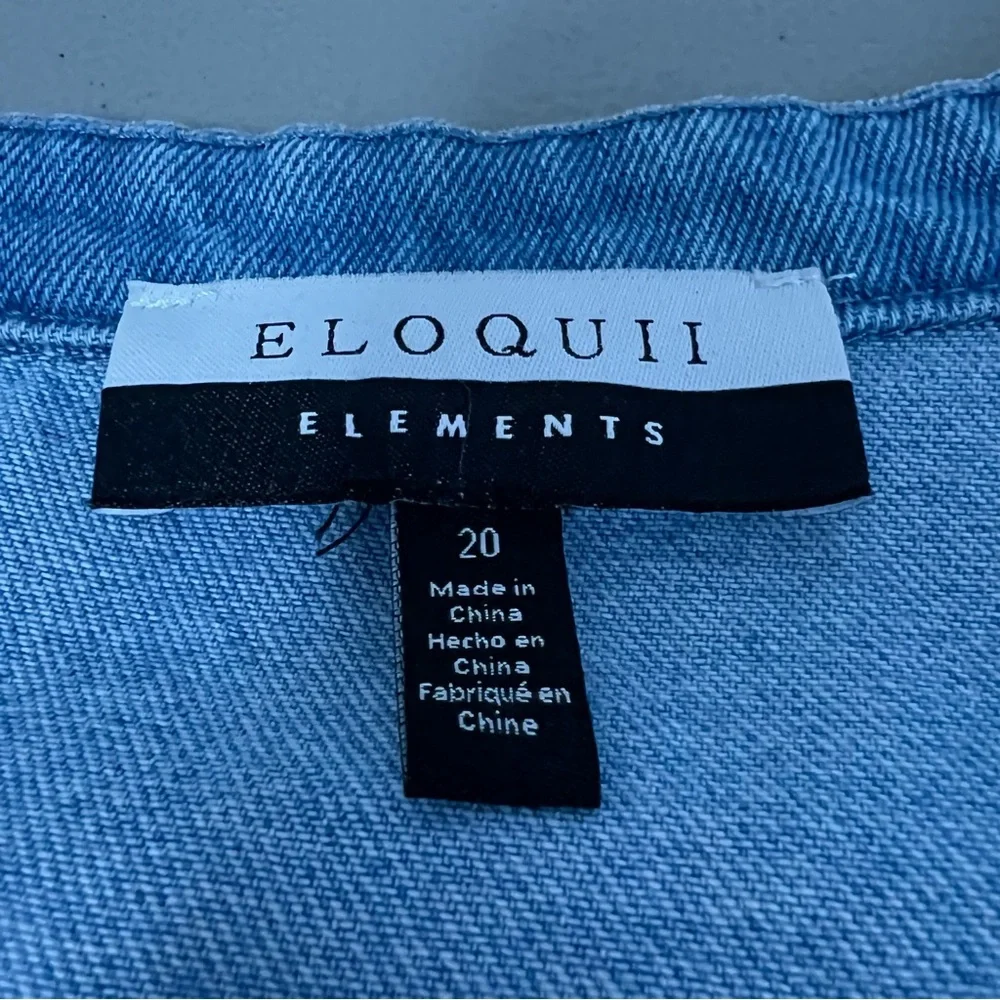 Eloquii Denim Shorts Romper Size 20 Elastic Waist Ruffles Summer Casual Everyday - Picture 6 of 9